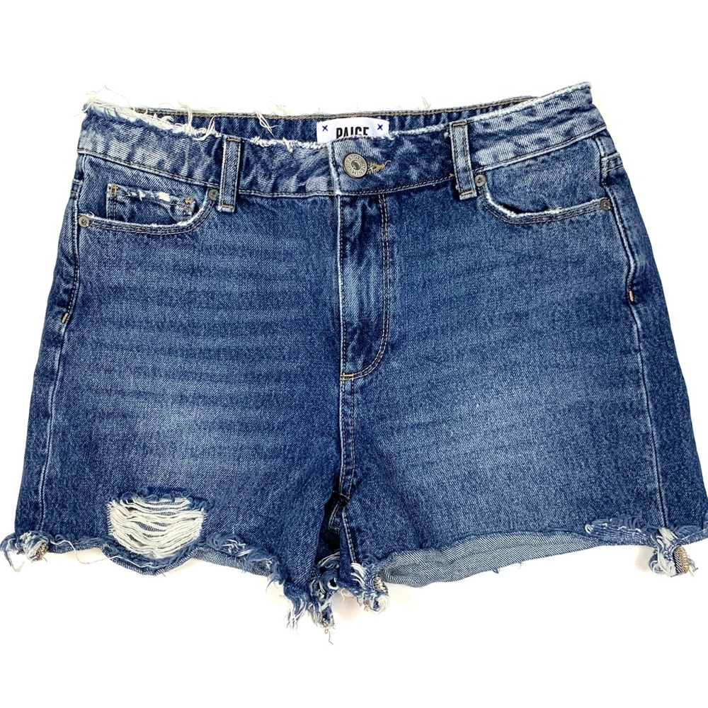 Paige Sz 25 Sarah High Rise Shorts Distressed Cut Offs Jean Denim